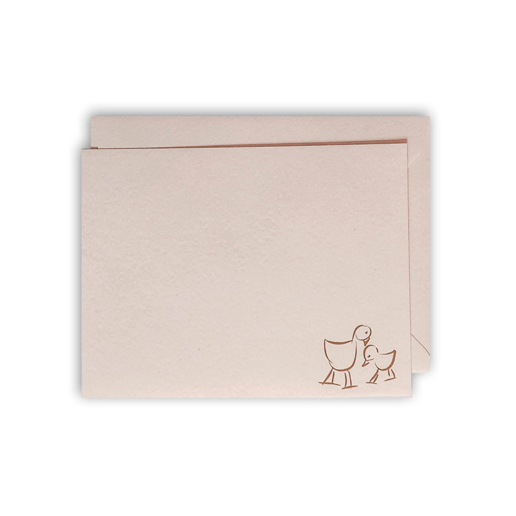 Foil stamped notecard baby bird blush