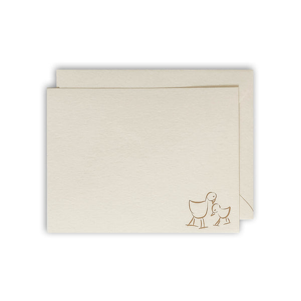 Foil stamped notecard baby bird cream