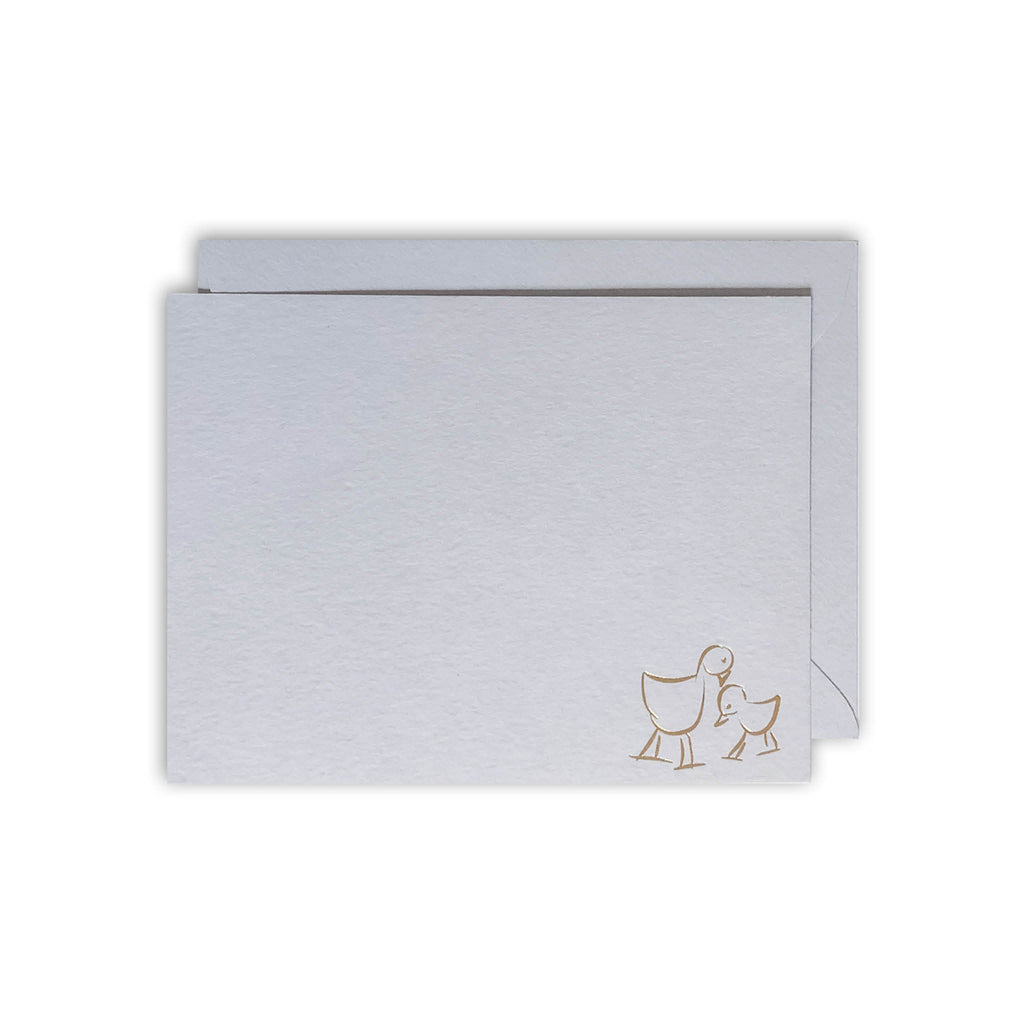 Foil stamped notecard baby bird grey