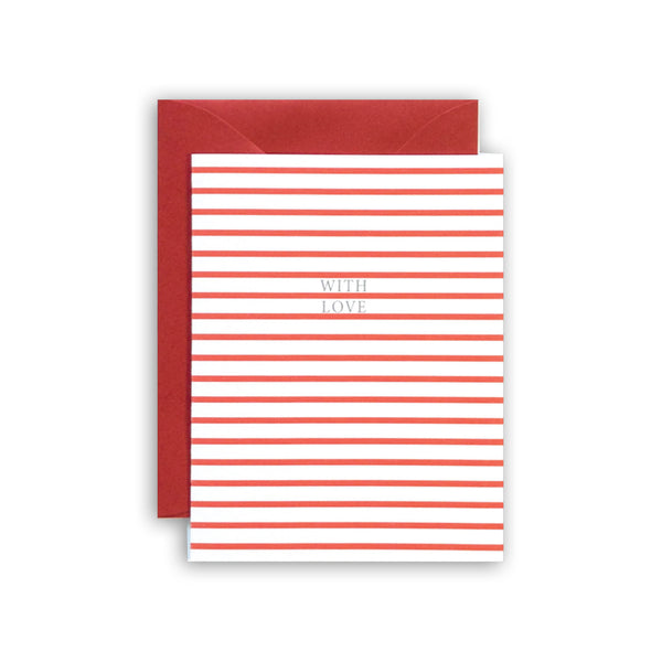 greeting card with love red stripes